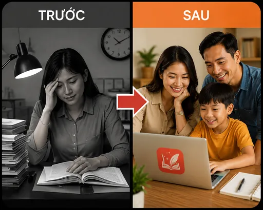 Trước và sau khi dùng AppSoanDe: bớt thức khuya soạn bài, có thêm thời gian cho gia đình